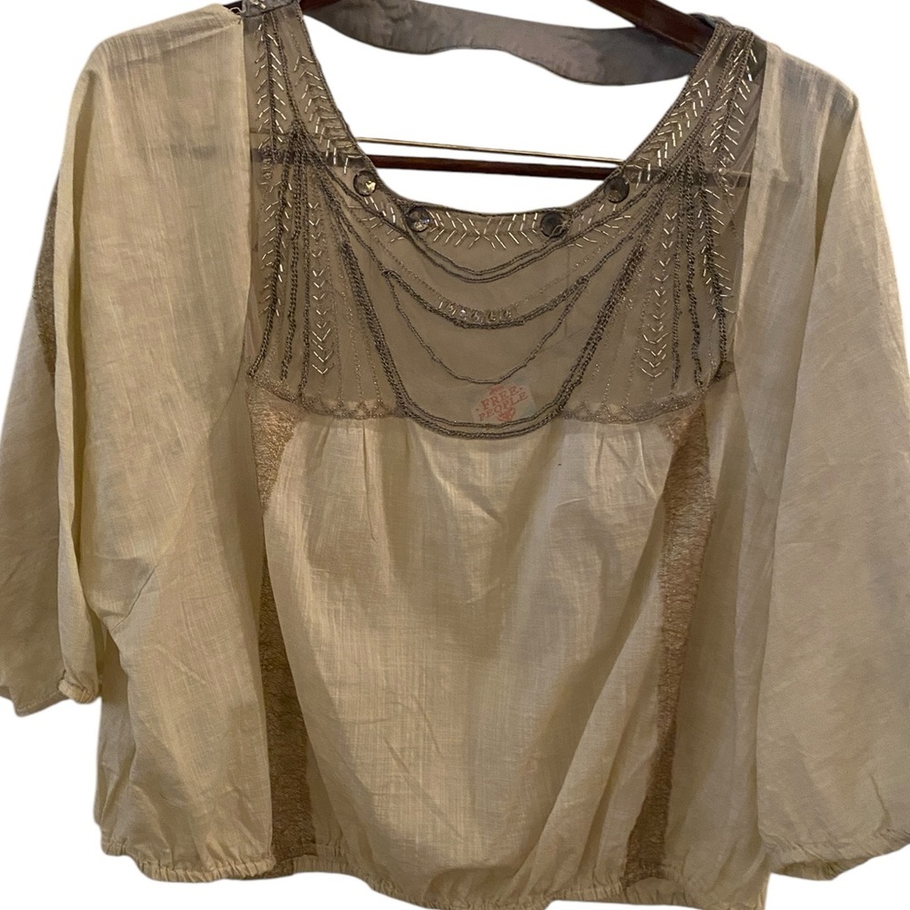 Free People Beaded Low Back Embellished Blouse - med - Picture 4 of 13